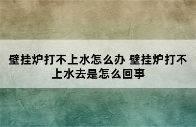 壁挂炉打不上水怎么办 壁挂炉打不上水去是怎么回事